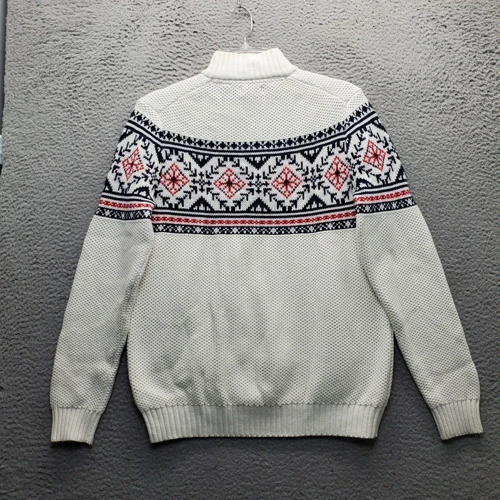 IZOD 1/4 Zip Pullover Sweater Mens Medium Multi Fair Isle Long Sleeve Mock Neck